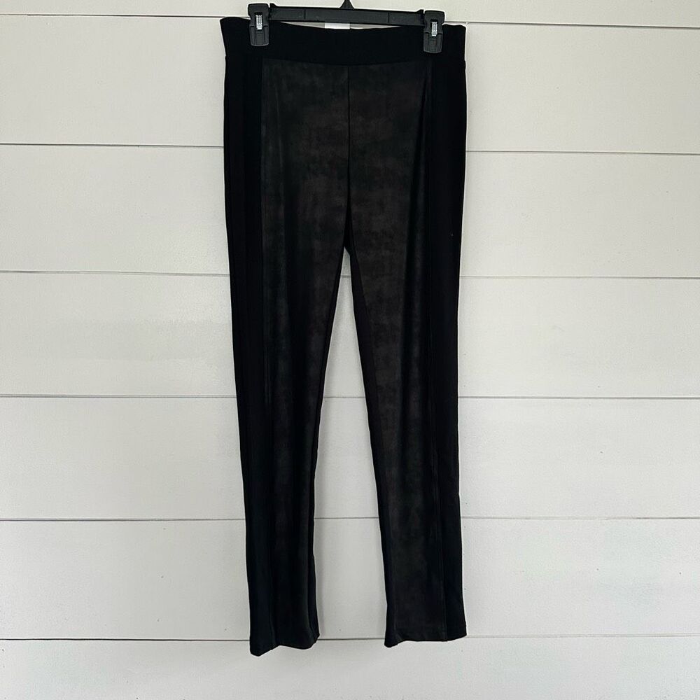 Frank Lyman Women’s 6 Black Knit Pants Faux Leather New